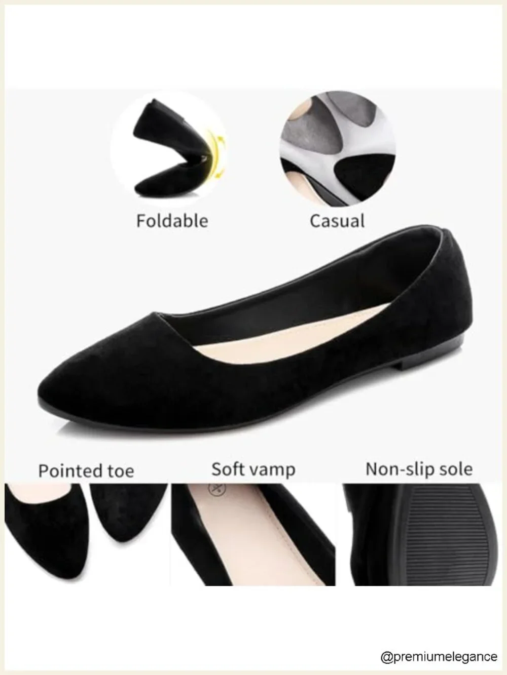 Suede Pointed Toe Slip On Ballet Flats Lightweight Comfortable Dress Flats